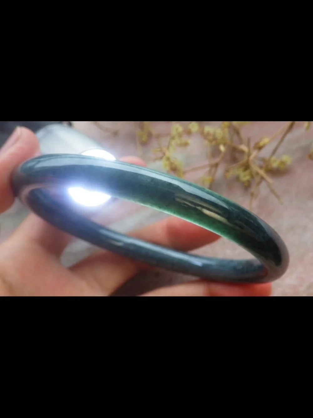 Elegant Jadeite jade dark green certificate luck bangle bracelet 70mm 8.5inches